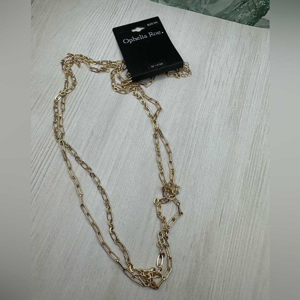 Nwt Ophelia Roe Goldtone Long Chainklink Necklace 33”